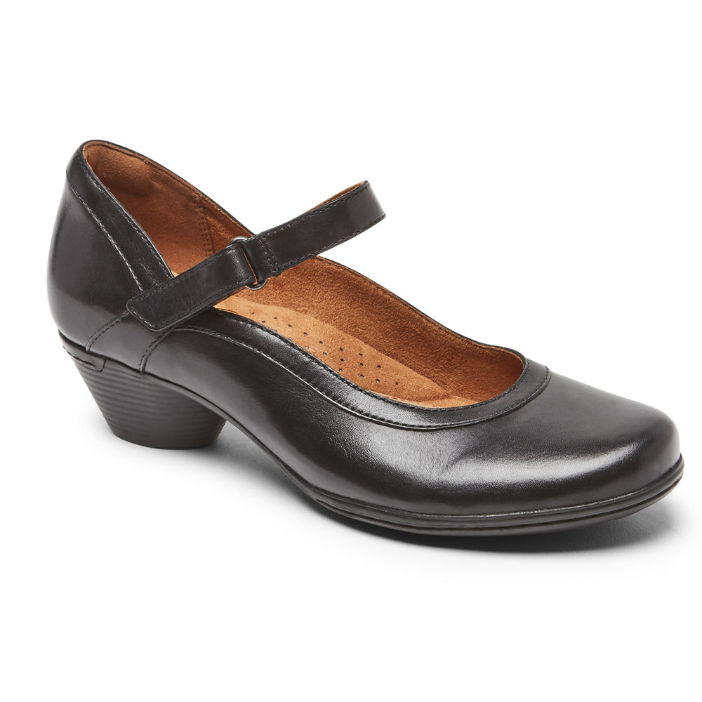 Rockport Flats For Womens Black - Cobb Hill Laurel Mary Jane - AJ2865140